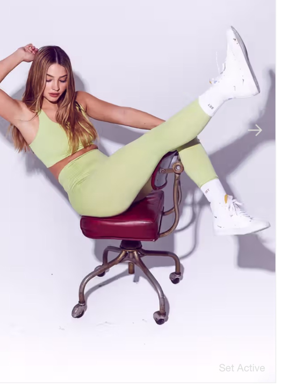 SET ACTIVE Madeline Cline Martini Green Leggings Sz High Rise M Price Firm!